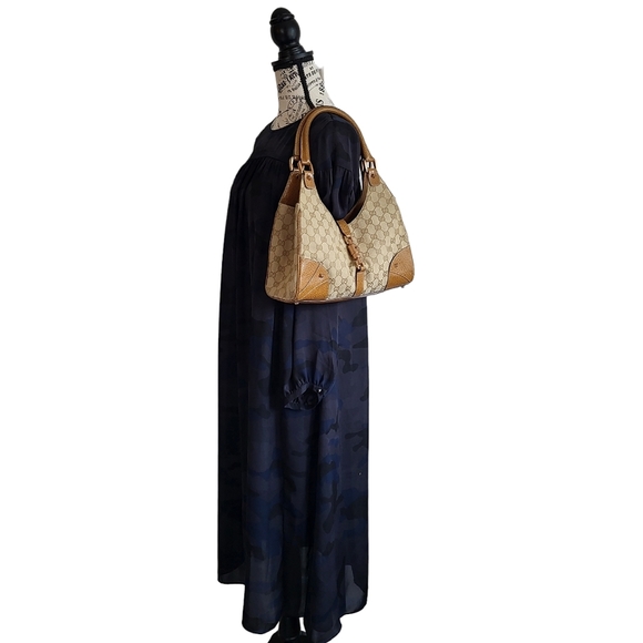 Gucci GG Canvas and Leather Nailhead Jackie Bardot Bag Tan 124407 - Picture 2 of 15